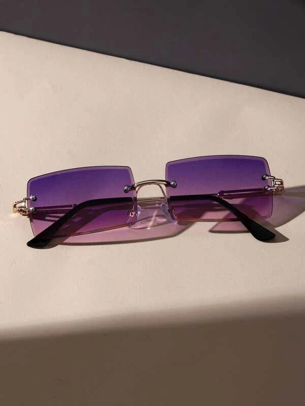 PURPLE SQUARE RIMLESS FASHION GLASSES