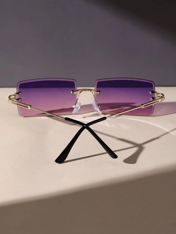 PURPLE SQUARE RIMLESS FASHION GLASSES