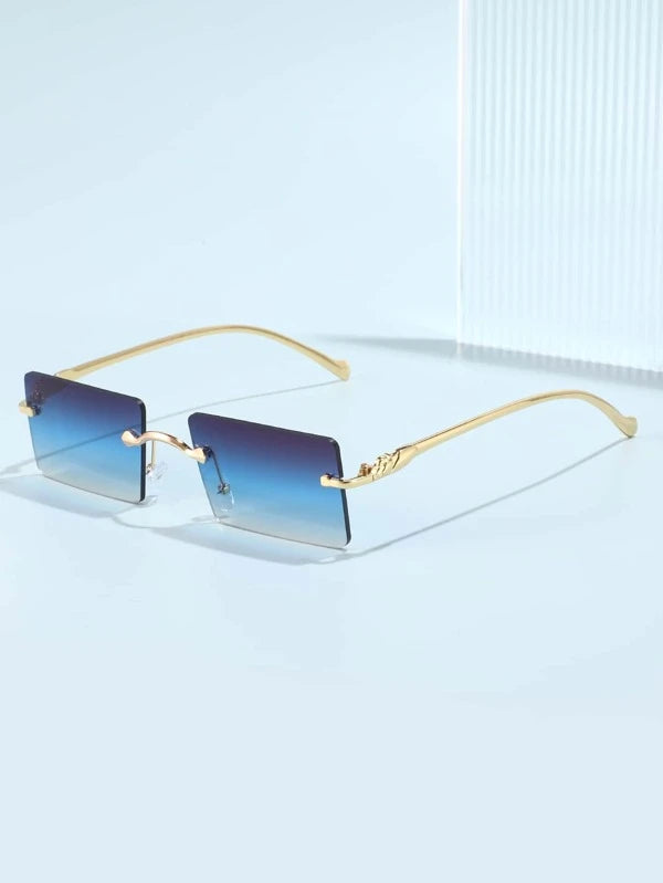 BLUE SQUARE RIMLESS FASHION GLASSES