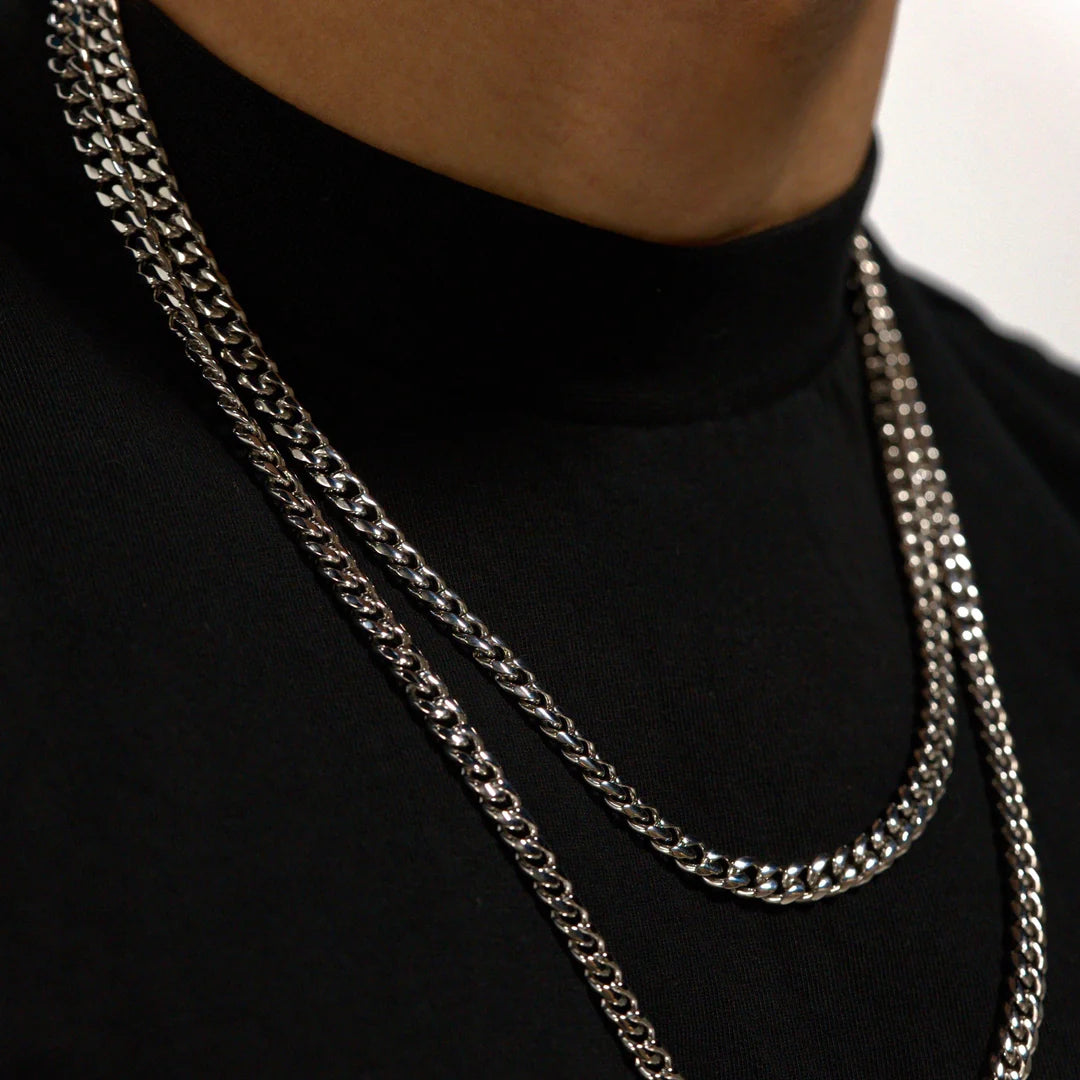 6MM SILVER MICRO CUBAN CHAIN STAINLESS STEEL