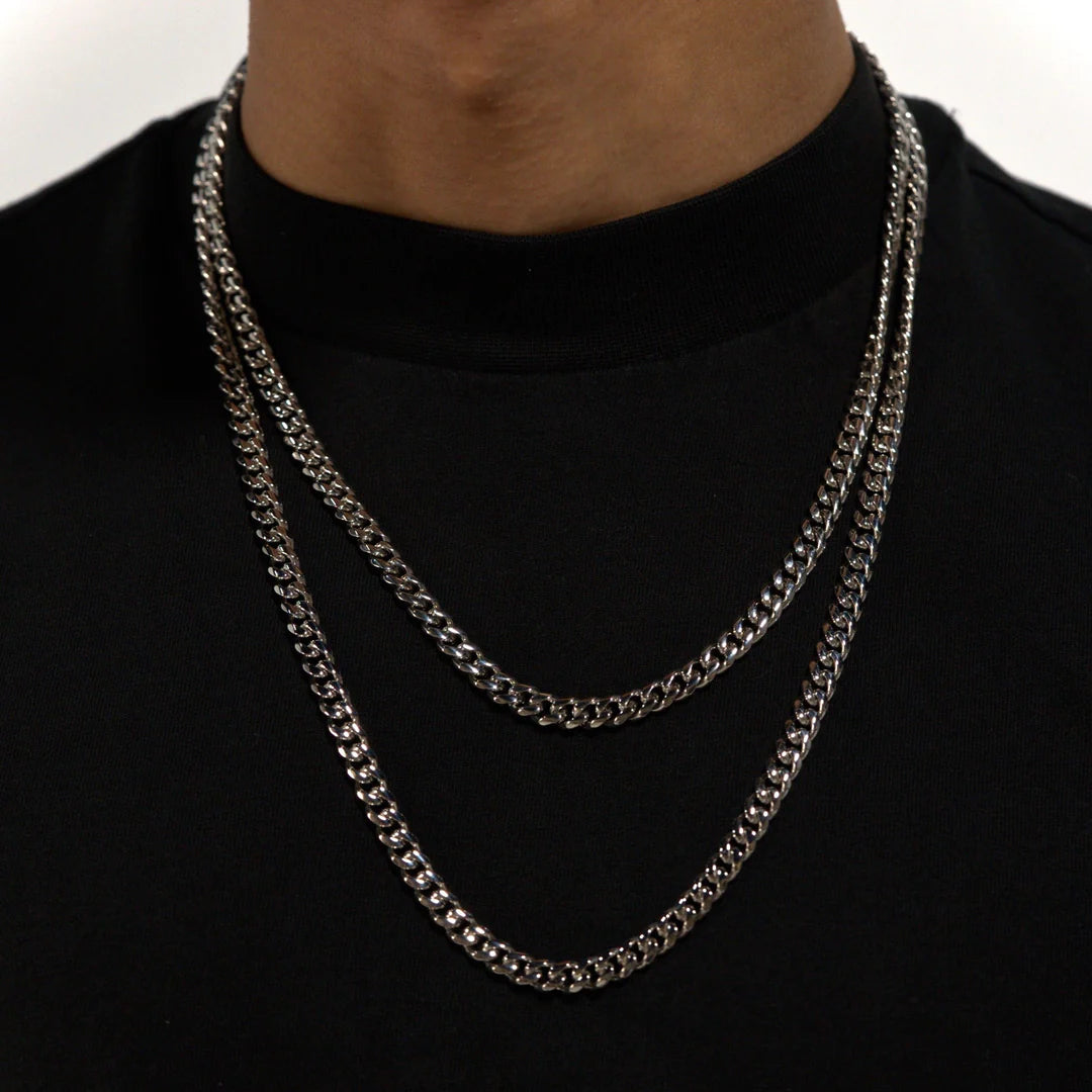 6MM SILVER MICRO CUBAN CHAIN STAINLESS STEEL