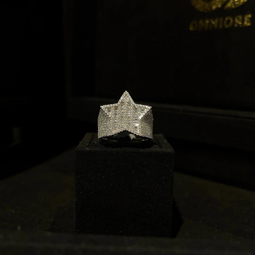 BAGUETTE STAR RING 925 STERLING SILVER